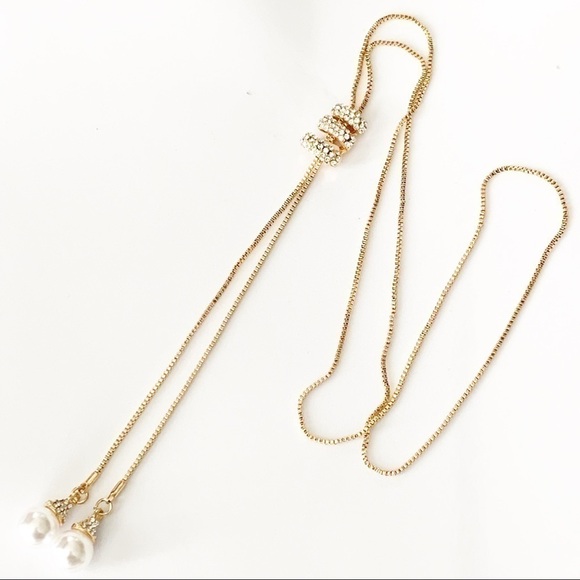 NEW-CRYSTAL Rows Movable/Adjustable/ Pearls Chain - Picture 2 of 8